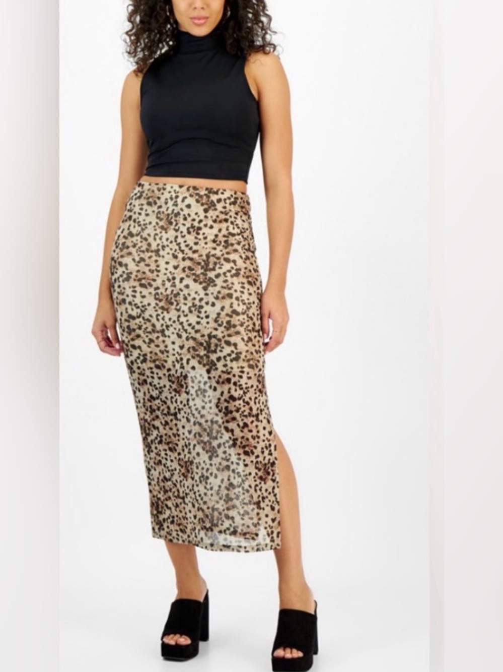 Bar III Carly Cheetah Midi Pencil Skirt